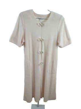 Vintage Diamond Tea Women's M Terry Robe Pink Zip Front